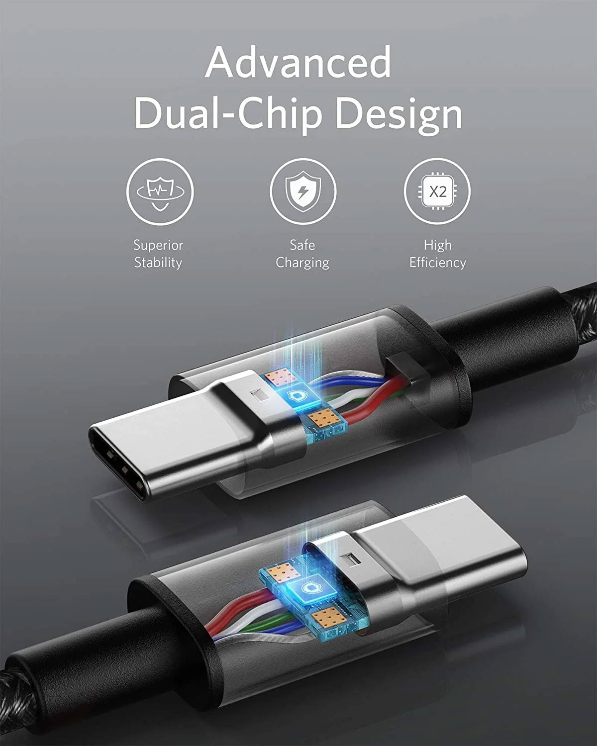 Cable de Nylon USB-C a USB-C 100W de 3MT
