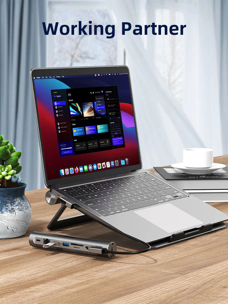 Estación De Acoplamiento 8 en 1 con stand para MacBook o Laptop - Cabletime