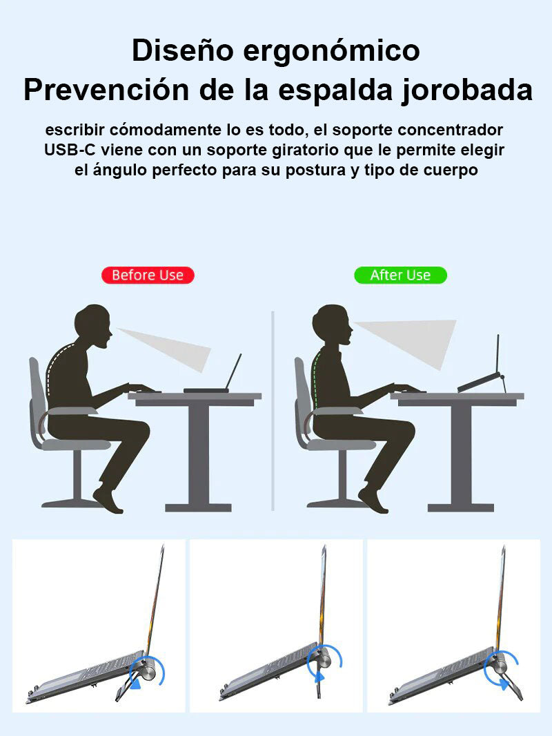 Estación De Acoplamiento 8 en 1 con stand para MacBook o Laptop - Cabletime