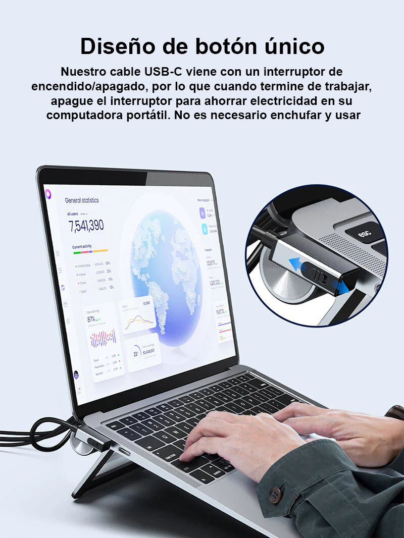 Estación De Acoplamiento 8 en 1 con stand para MacBook o Laptop - Cabletime
