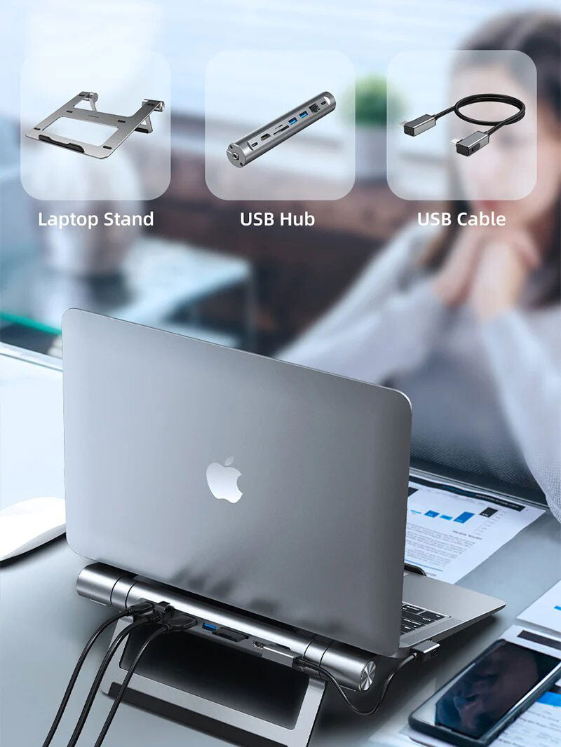 Estación De Acoplamiento 8 en 1 con stand para MacBook o Laptop - Cabletime