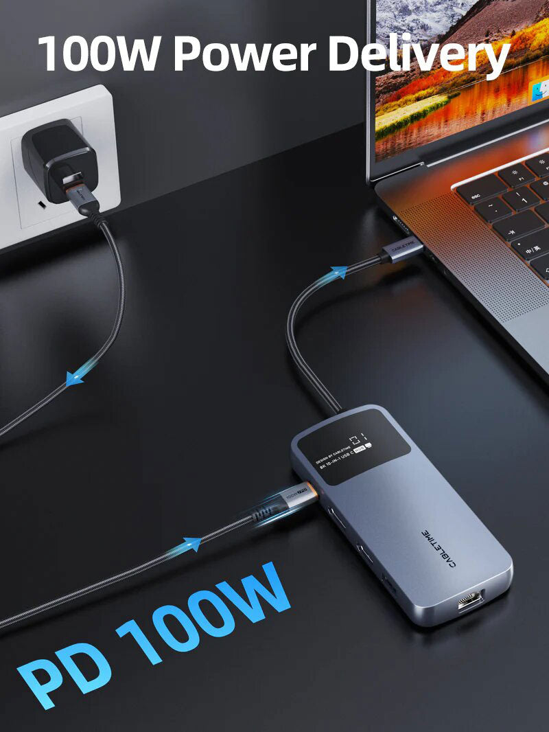 Hub USB-C 10 en 1, 8K DP / HDMI 4K 60Hz - Cabletime