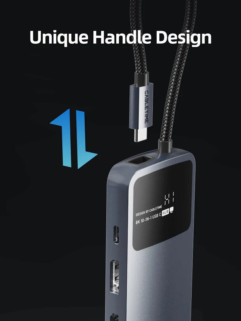 Hub USB-C 10 en 1, 8K DP / HDMI 4K 60Hz - Cabletime