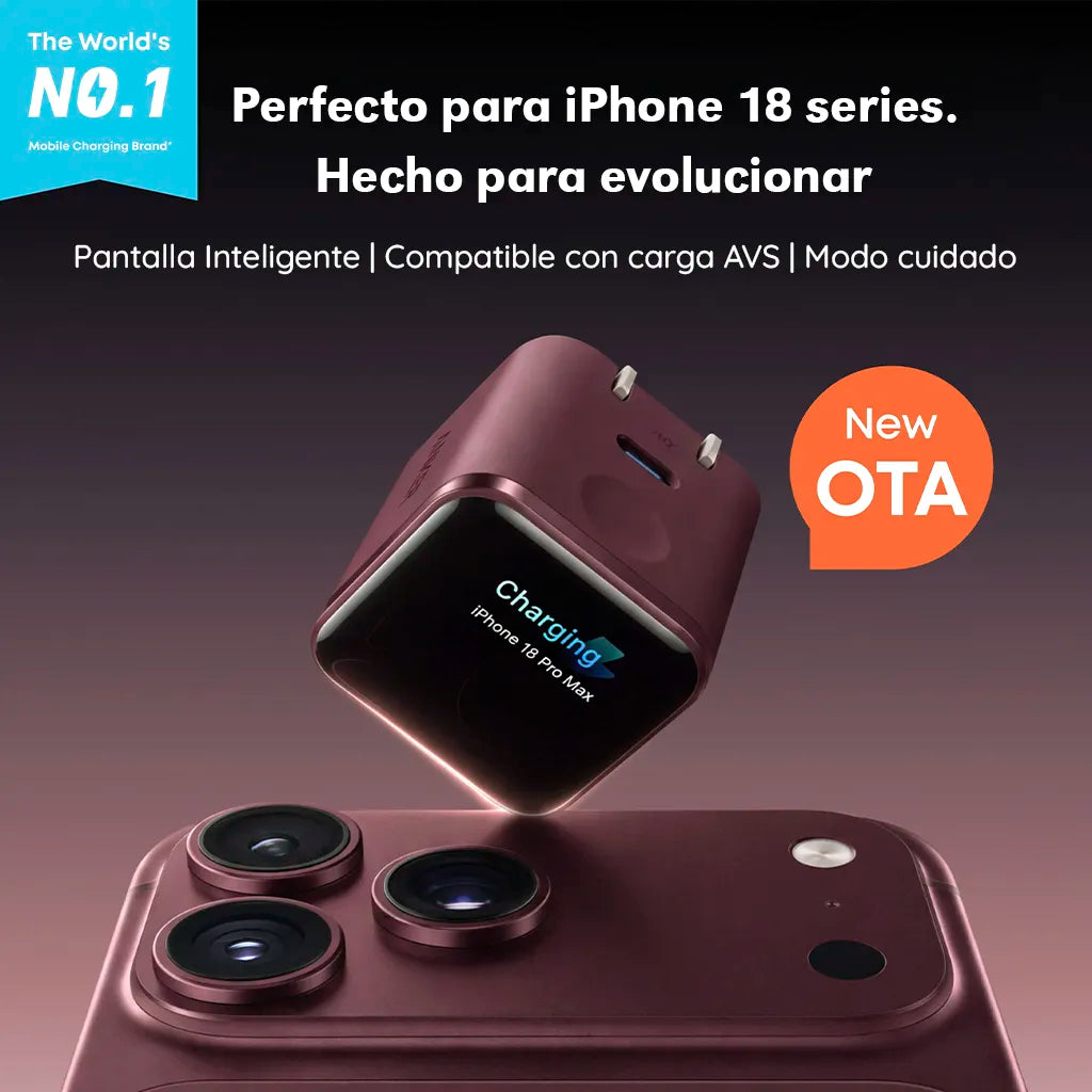 Cargador Anker Nano OTA de 45W con pantalla inteligente, 180°