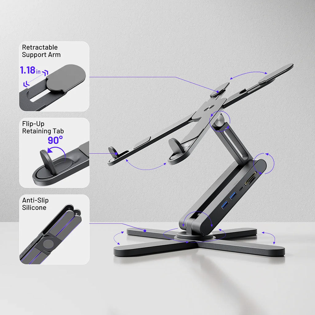 Kuxiu X53 mini - Soporte ergonómico para laptop con Hub 8 en 1 integrado