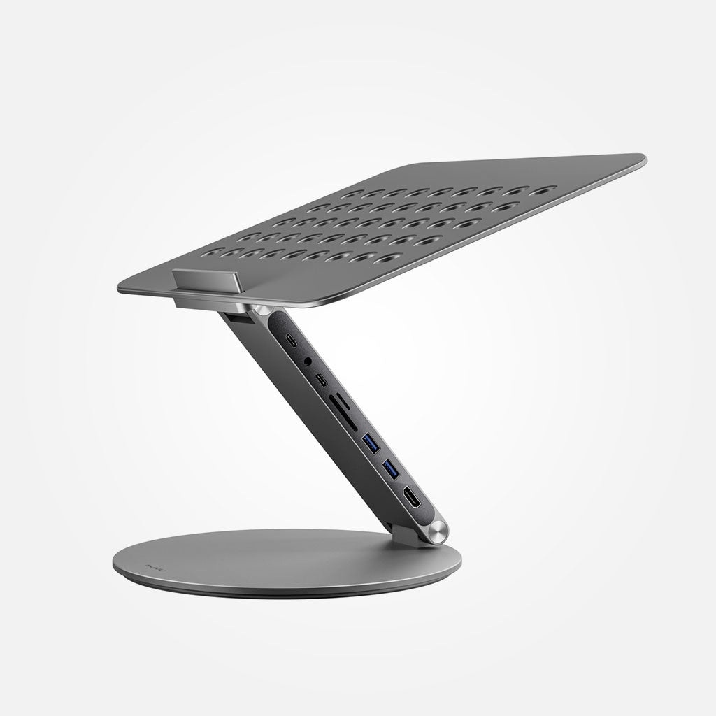 Kuxiu X53 - Stand ergonómico para laptop con Hub 8 en 1 integrado con base giratoria 360°