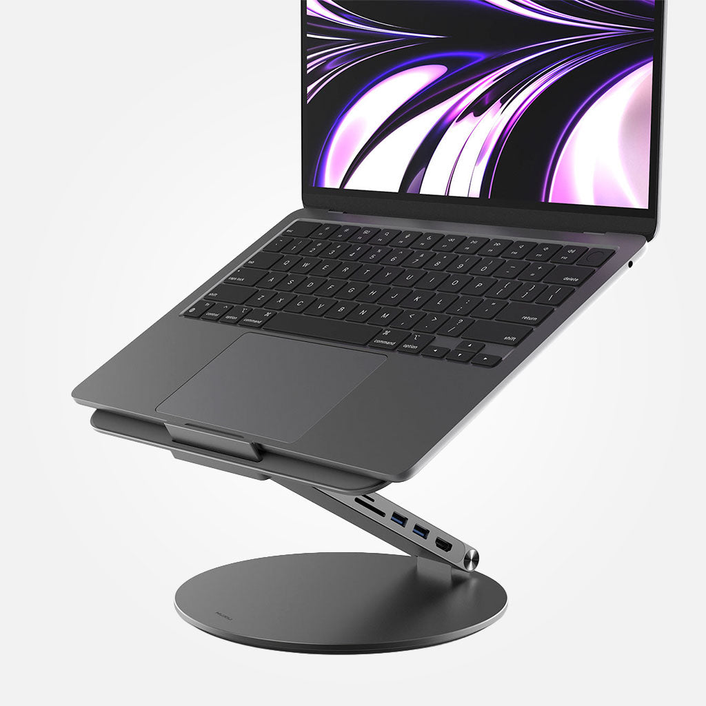 Kuxiu X53 - Stand ergonómico para laptop con Hub 8 en 1 integrado con base giratoria 360°
