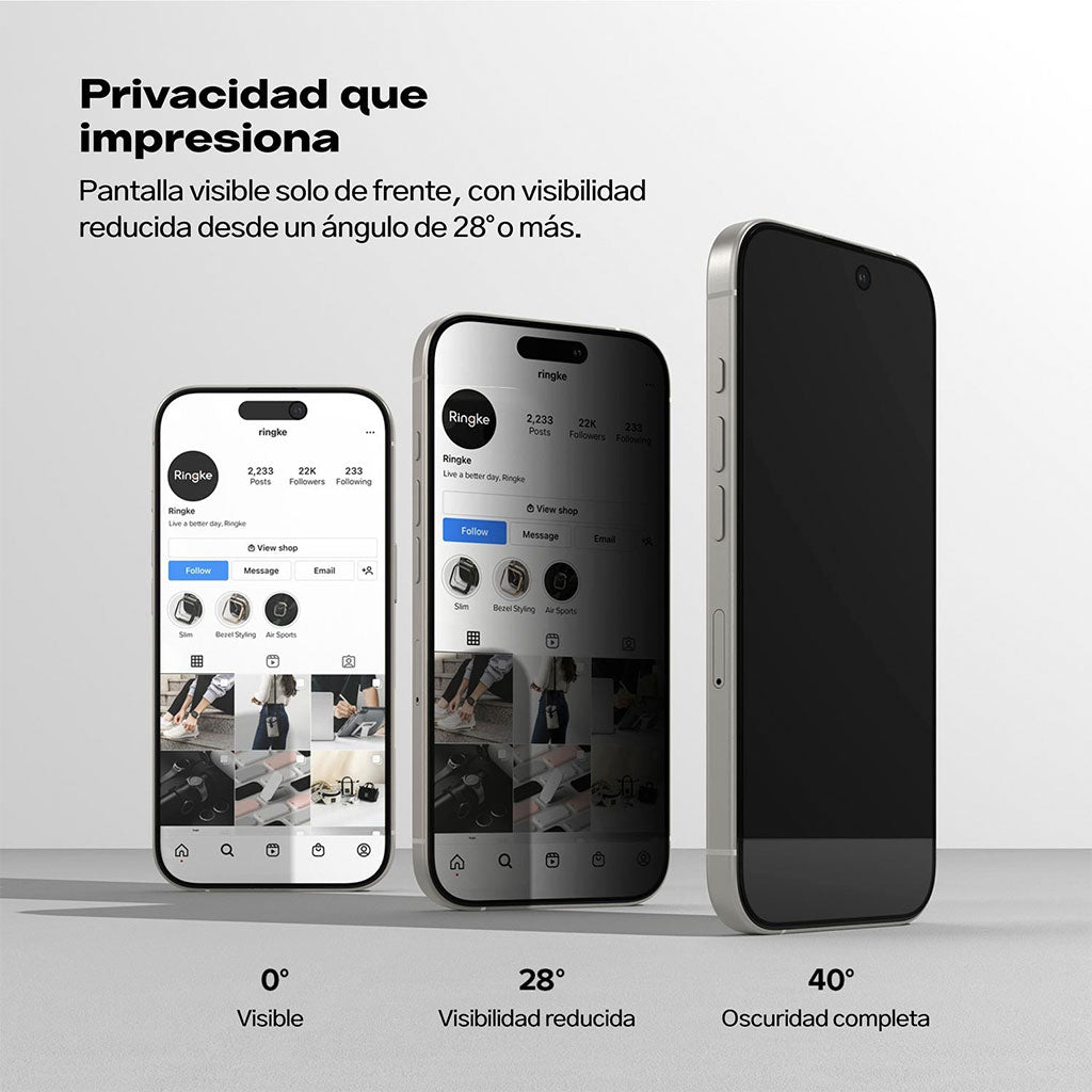 Ringke - Protector de Pantalla vidrio Anti-espía iPhone 16 Pro / 16 Pro Max