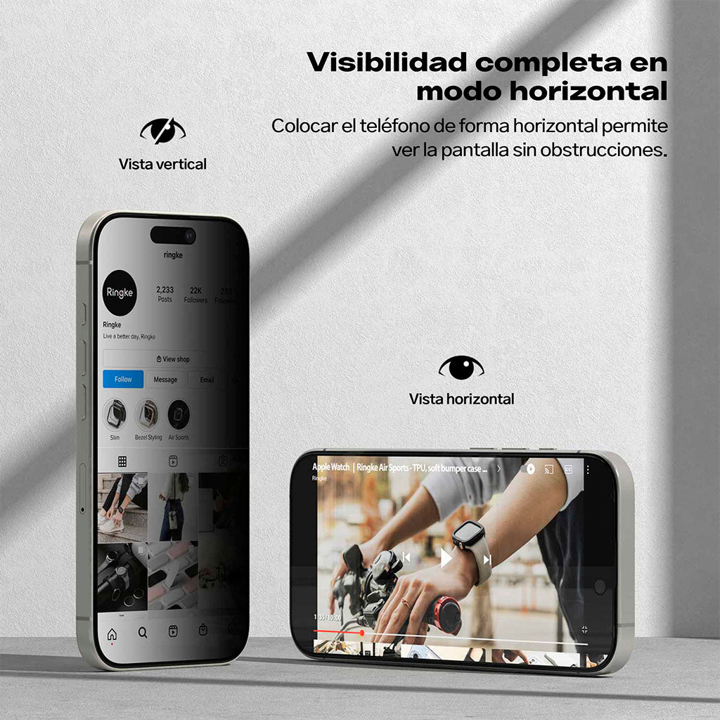 Ringke - Protector de Pantalla vidrio Anti-espía iPhone 16 Pro / 16 Pro Max
