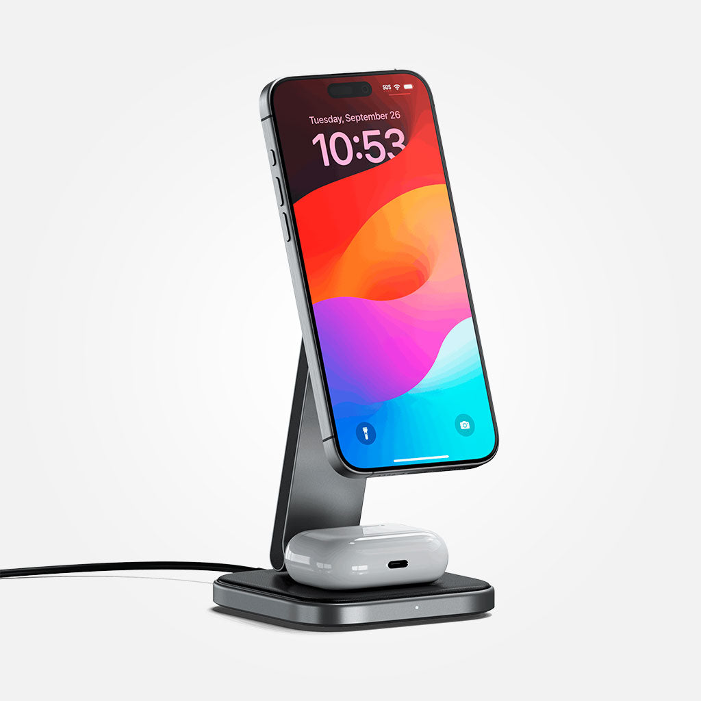 Soporte de carga inalámbrico magsafe Qi2 plegable 2 en 1 - Satechi