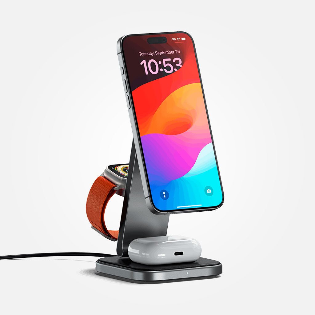 Soporte de carga inalámbrico magsafe Qi2 plegable 3 en 1 - Satechi