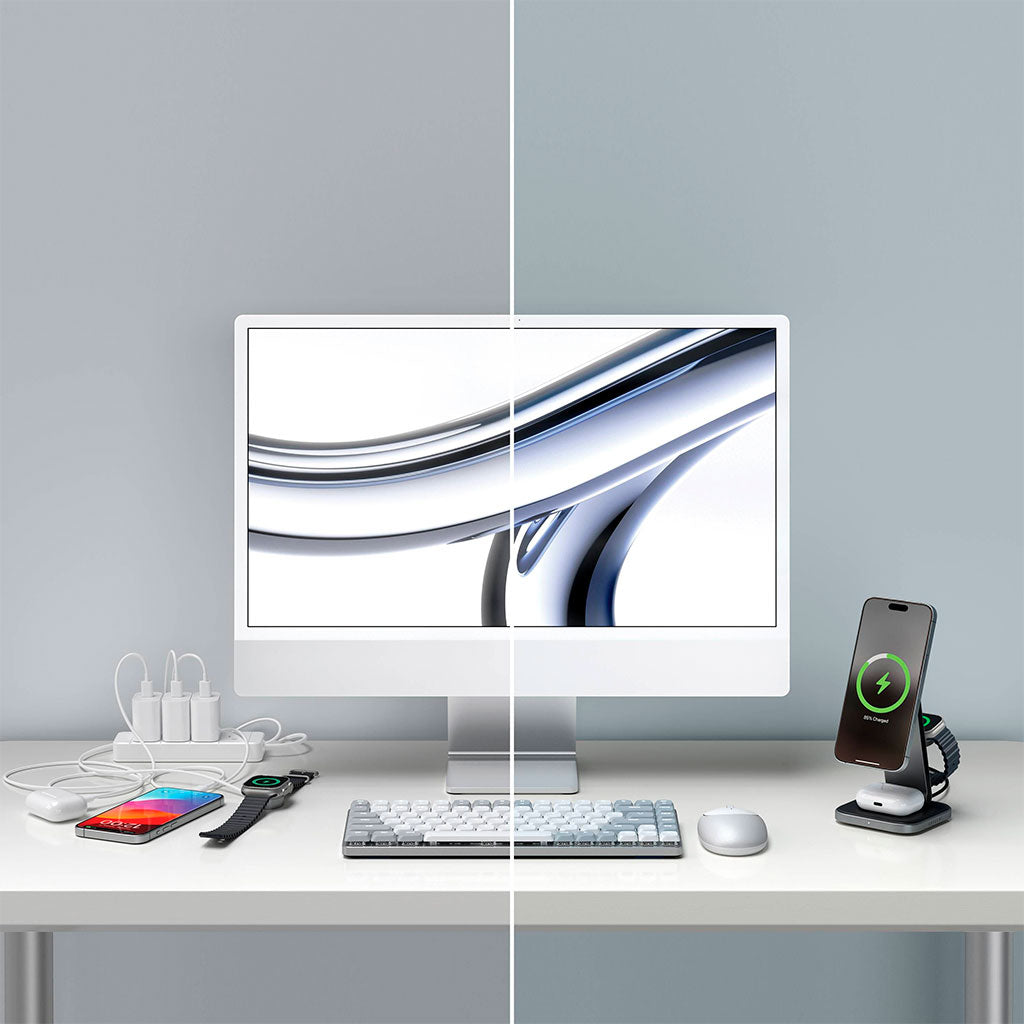 Soporte de carga inalámbrico magsafe Qi2 plegable 3 en 1 - Satechi