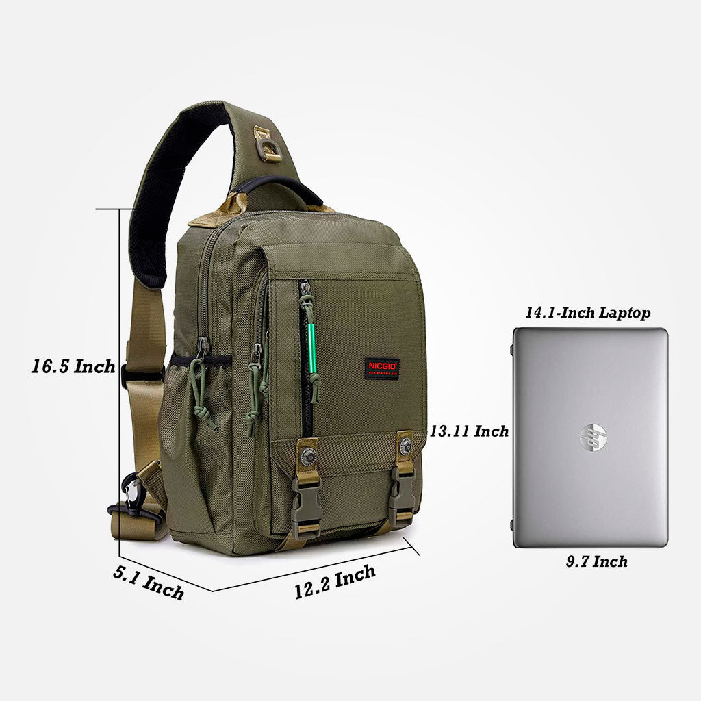 Mochila NicGid verde camuflaje 14"