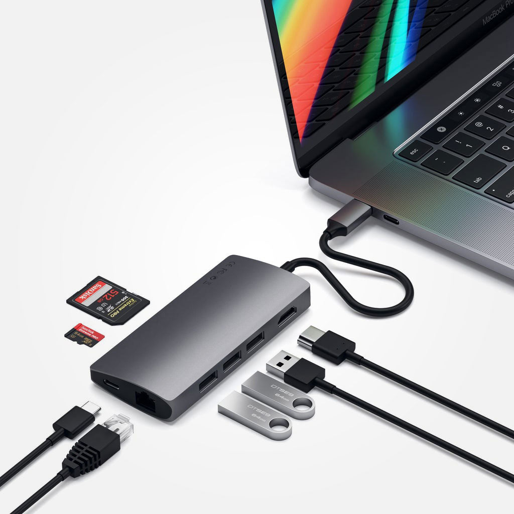 Adaptador Satechi Multipuerto Tipo-C 4K Ethernet V2 - Gris Espacial