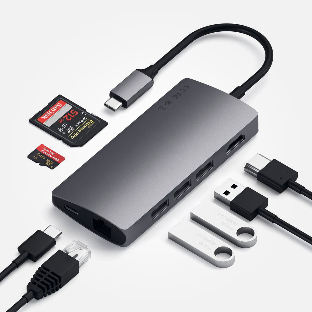 Adaptador Satechi Multipuerto Tipo-C 4K Ethernet V2 - Gris Espacial
