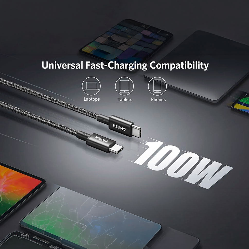Cable de Nylon USB-C a USB-C 100W de 3MT