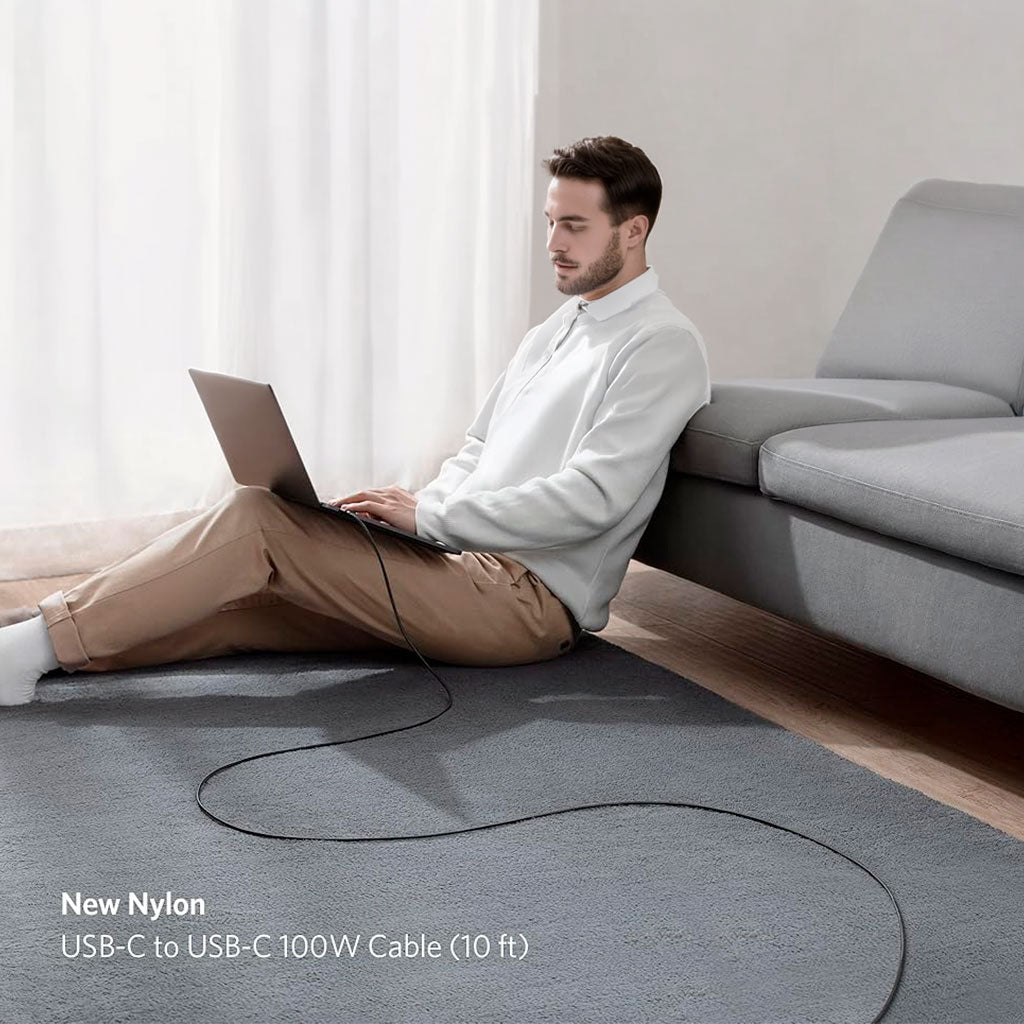 Cable de Nylon USB-C a USB-C 100W de 3MT