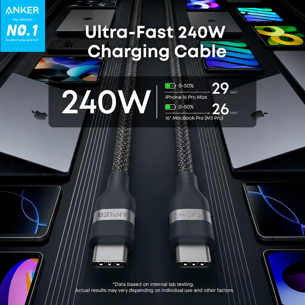 Cargador Anker Nano de 45W con Pantalla Inteligente y cable USB-C