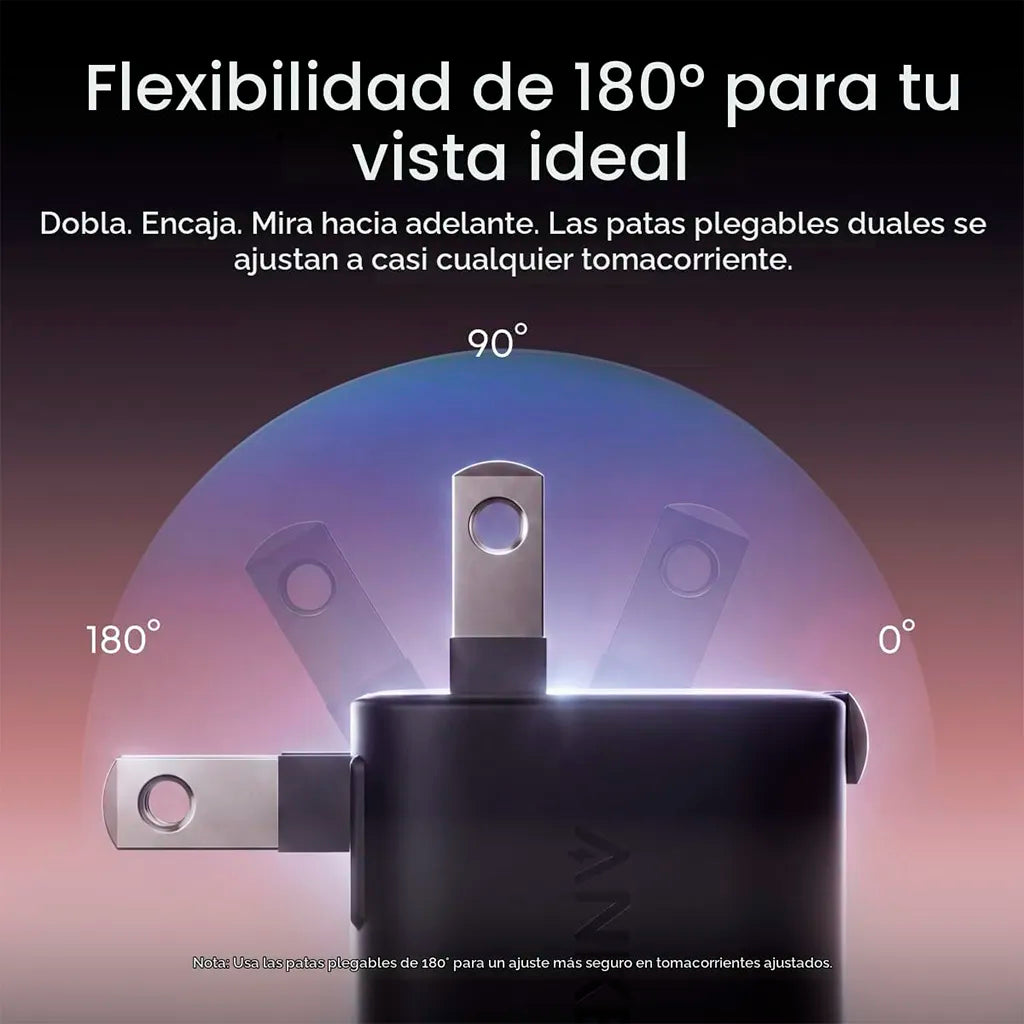 Cargador Anker Nano OTA de 45W con pantalla inteligente, 180°