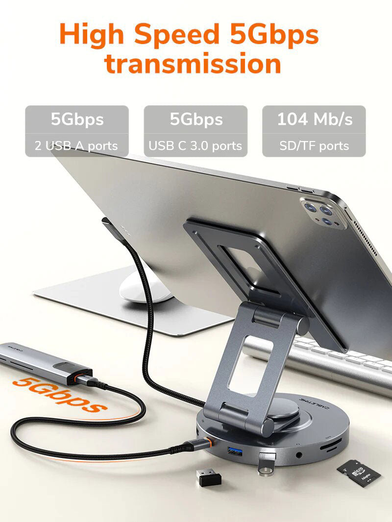 Hub USB-C & Stand 8 en 1 de aluminio para iPad Pro - Cabletime