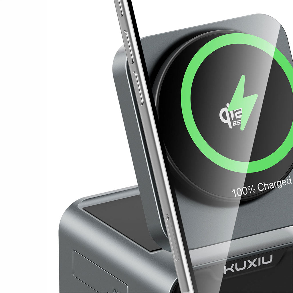 Kuxiu D5 - Estacion de carga inalámbrica 5 en 1 Qi2.2 de 25W