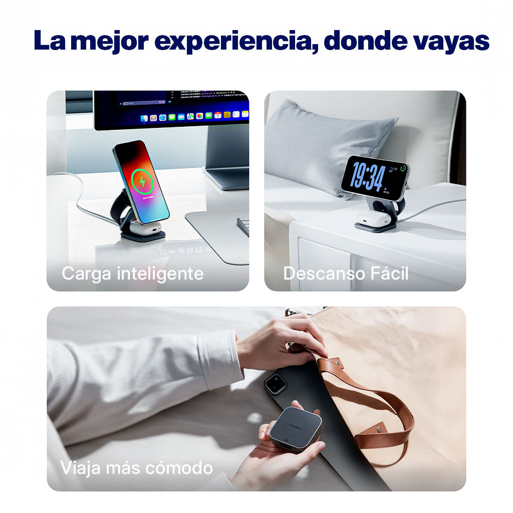KUXIU X40 Turbo cargador inalámbrico plegable 3 en 1 MagSafe de 25W Qi2.2