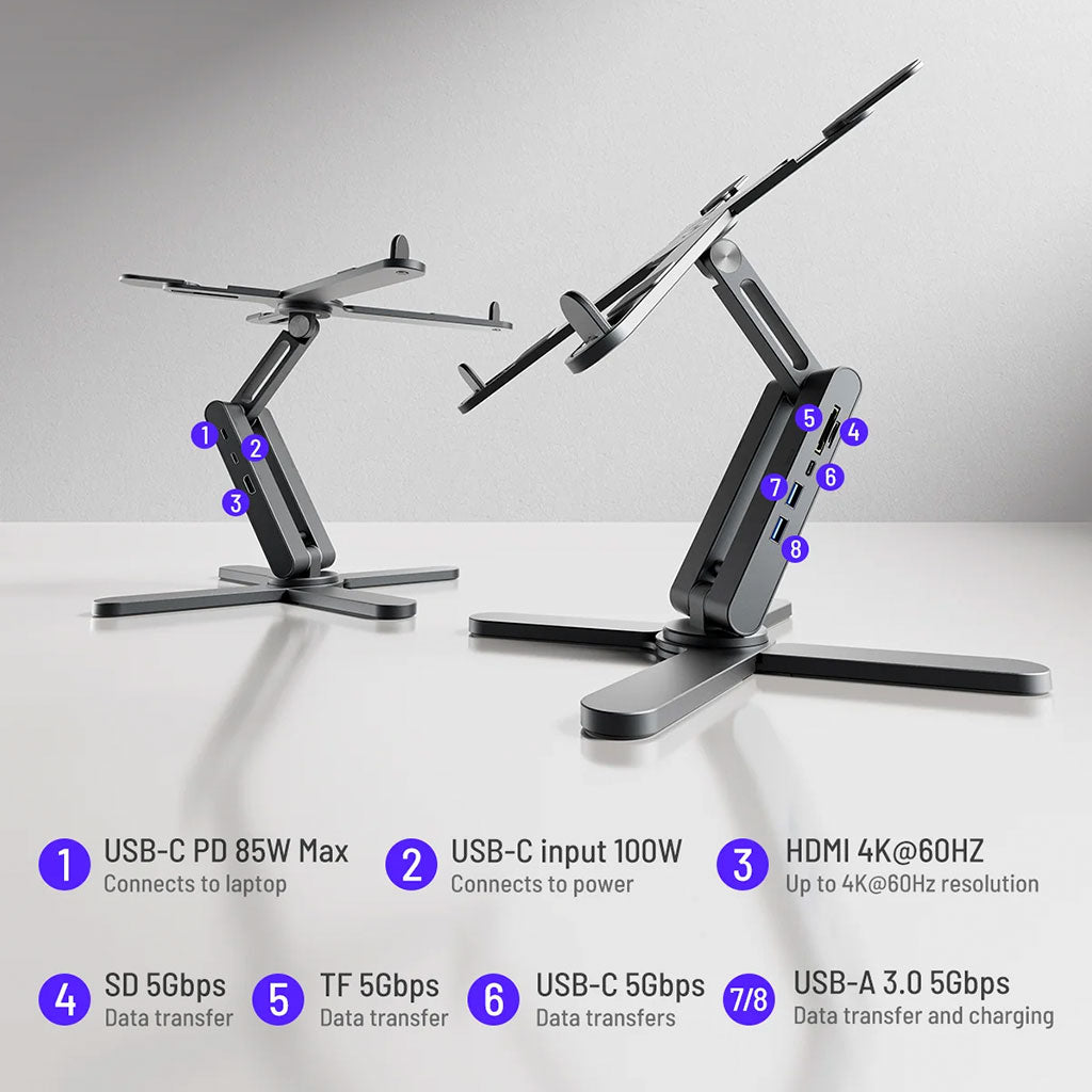 Kuxiu X53 mini - Soporte ergonómico para laptop con Hub 8 en 1 integrado