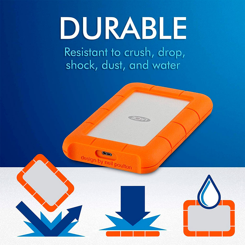 LaCie - Disco Duro Externo 5TB  Rugged USB-C