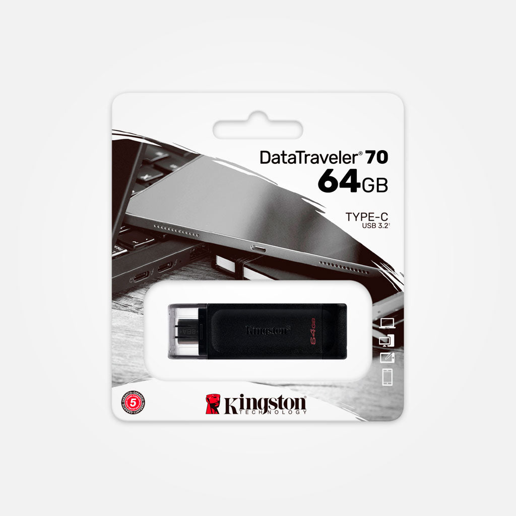 Memoria Flash USB Kingston DataTraveler 70, 64GB, USB-C 3.2 Gen1