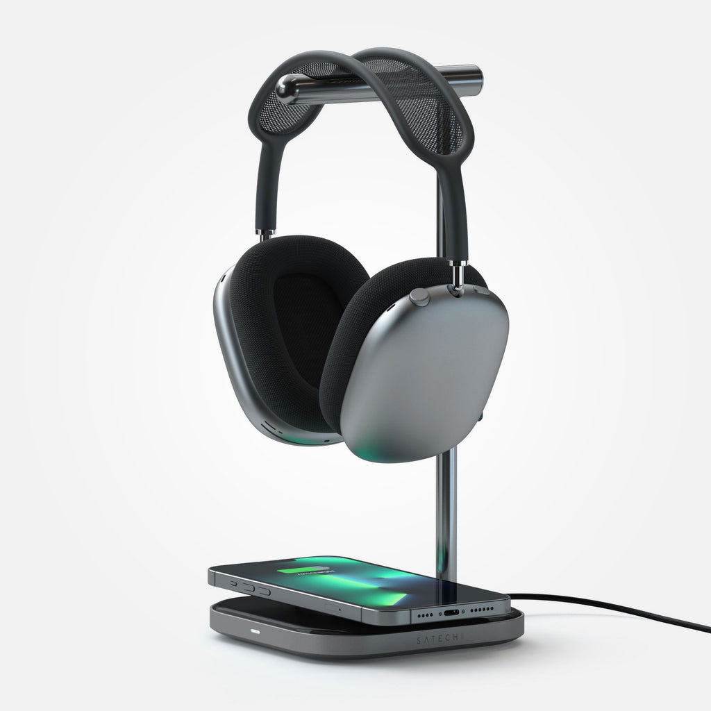 2 en 1 Headphone Stand con carga inalámbrica