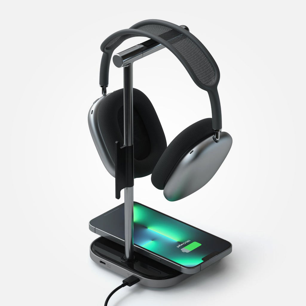 2 en 1 Headphone Stand con carga inalámbrica